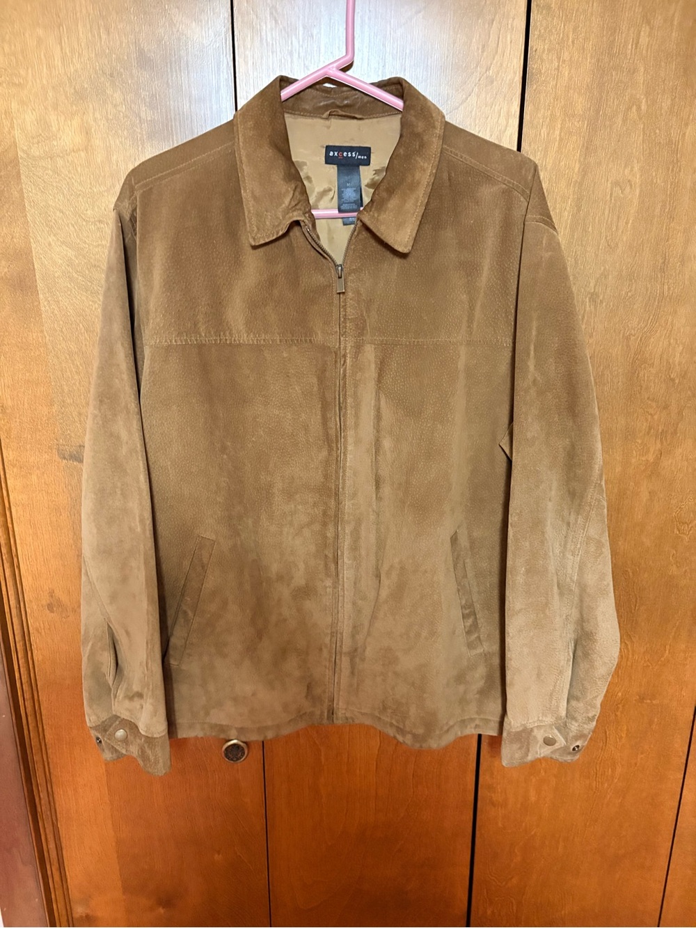Axcess Men's Suede Zip Jacket in Light Brown